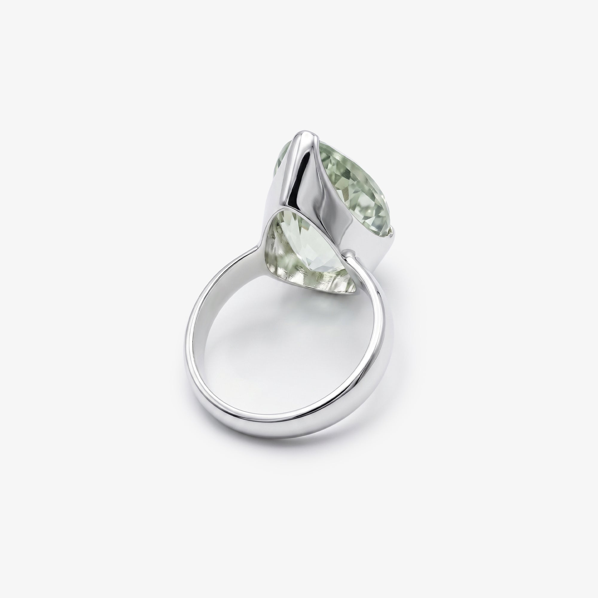 Sterling Silver Green Amethyst Pear Cut Ring