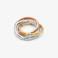 18ct Tri-Colour Gold Diamond Trinity Ring