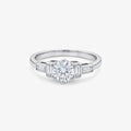 Platinum Art Deco Diamond Solitaire Ring with Baguette Shoulders