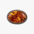 Sterling Silver Large Oval Baltic Amber Brooch Pendant