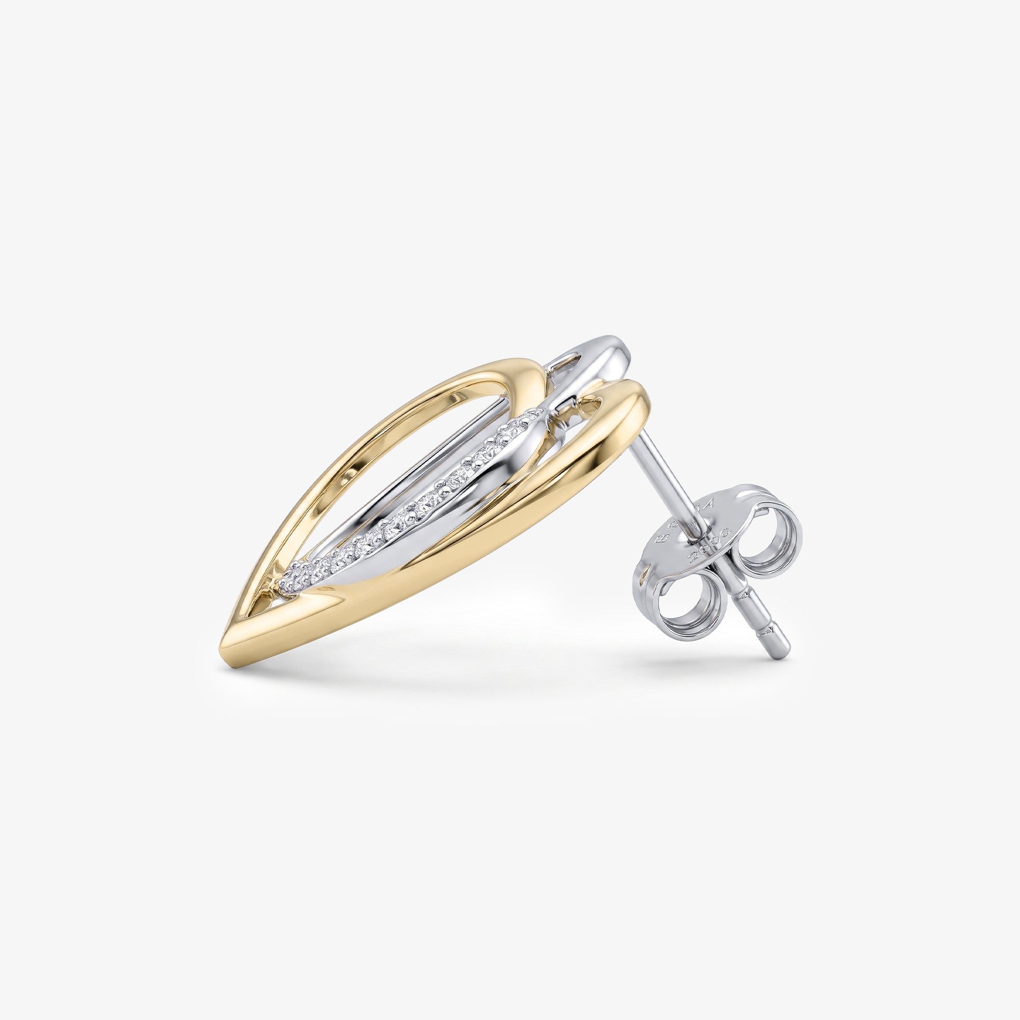 Sterling Silver Bi-Colour Interlocking CZ Heart Stud Earrings