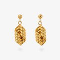 9ct Yellow Gold Curled Rib Drop Earrings