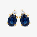 18ct Yellow Gold Oval Sapphire & Diamond Stud Earrings
