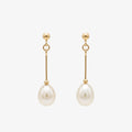 9ct Yellow Gold Cultured Pearl Bar Drop Earrings