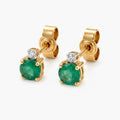 9ct Gold Emerald and Diamond Stud Earrings