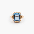 15ct Yellow Gold Synthetic Blue Spinel Ring — Emerald Cut