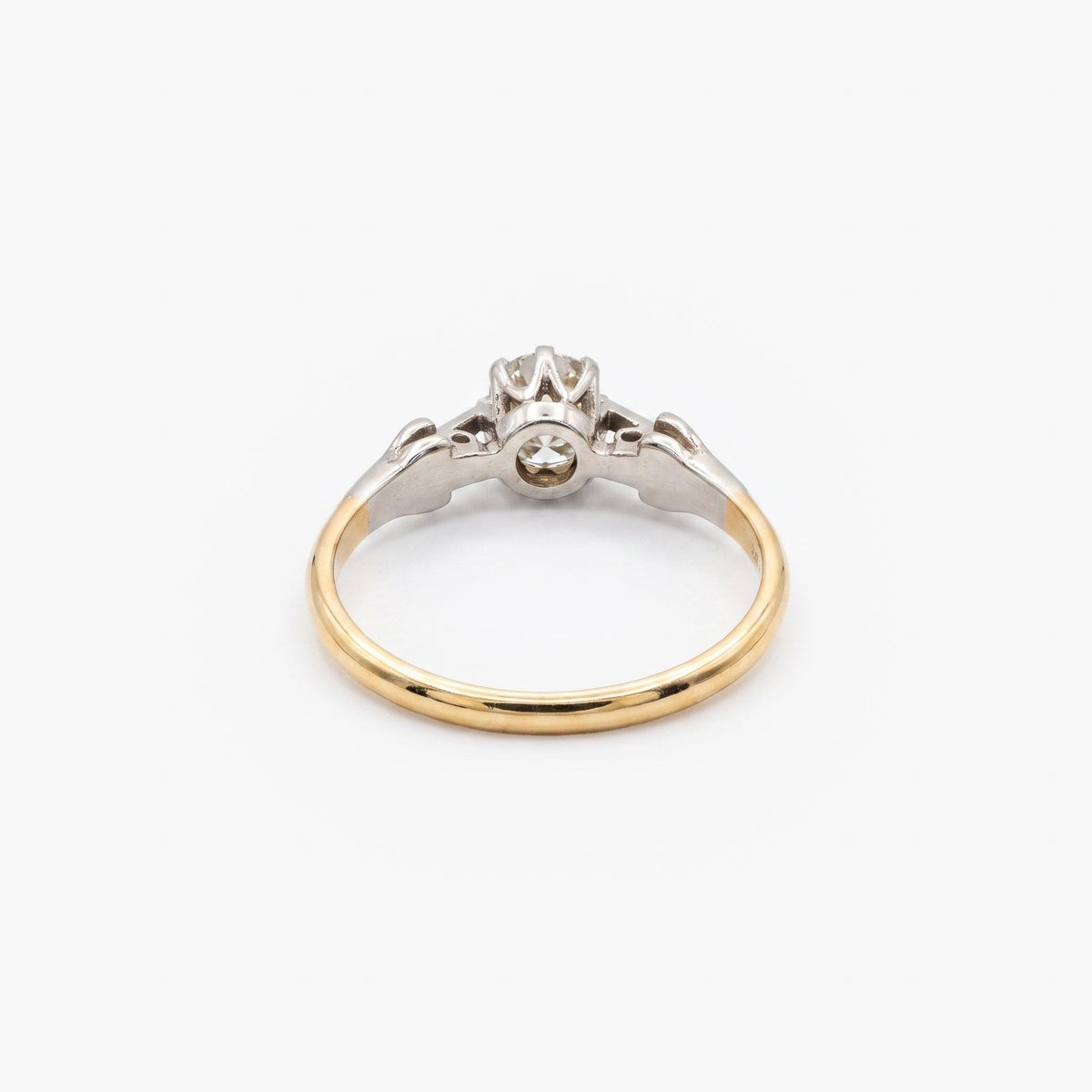 18ct Yellow Gold & Platinum Art Deco Old Cut Diamond Solitaire Ring