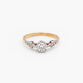18ct Yellow Gold & Platinum Art Deco Old Cut Diamond Solitaire Ring