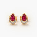 Ruby and Diamond Teardrop Stud Earrings