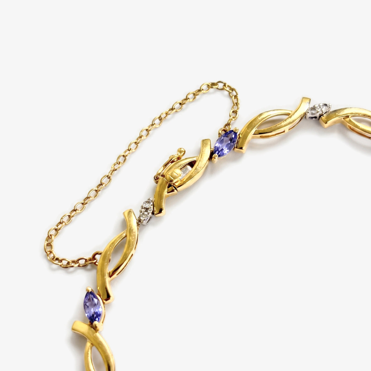 14ct Yellow Gold Tanzanite & Diamond Bracelet