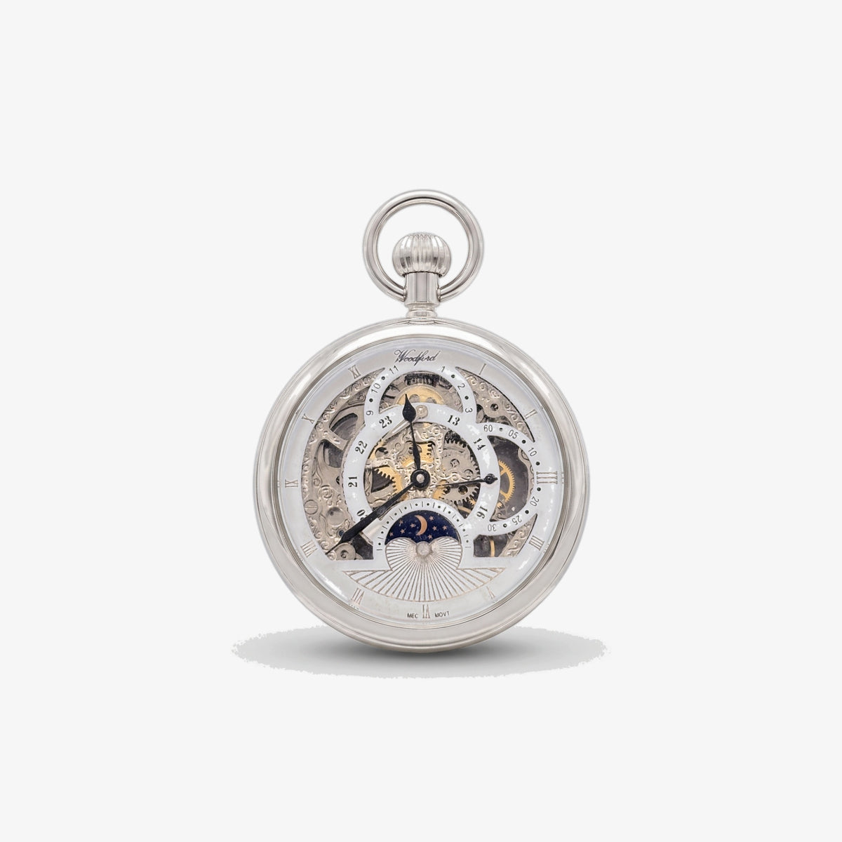 Woodford Skeleton Moonphase Mechanical Pocket Watch