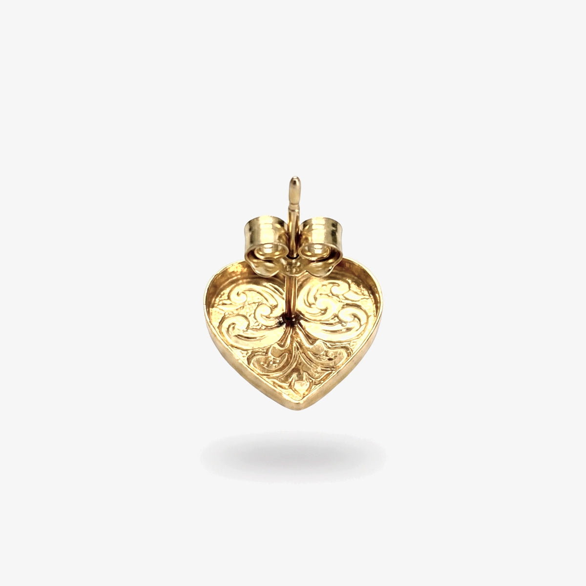 9ct Yellow Gold Engraved Heart Stud Earrings