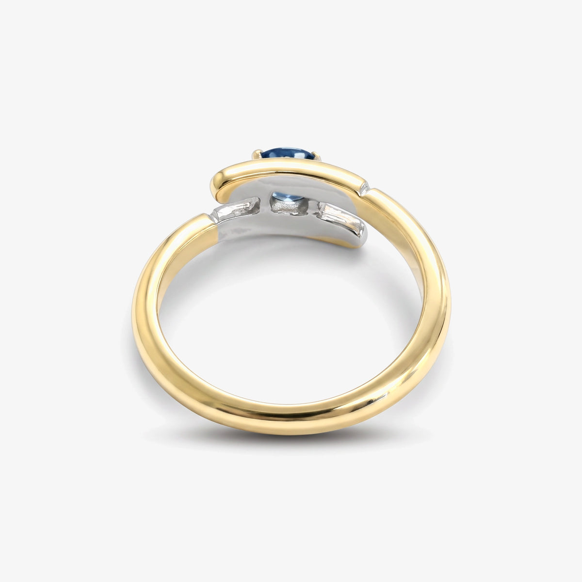 18ct Gold London Blue Topaz Crossover Ring