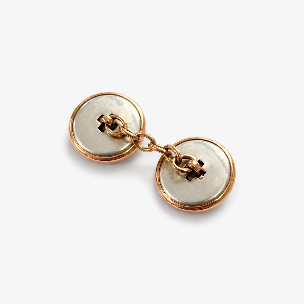 Vintage 9ct Yellow Gold Mother of Pearl Chain Link Cufflinks