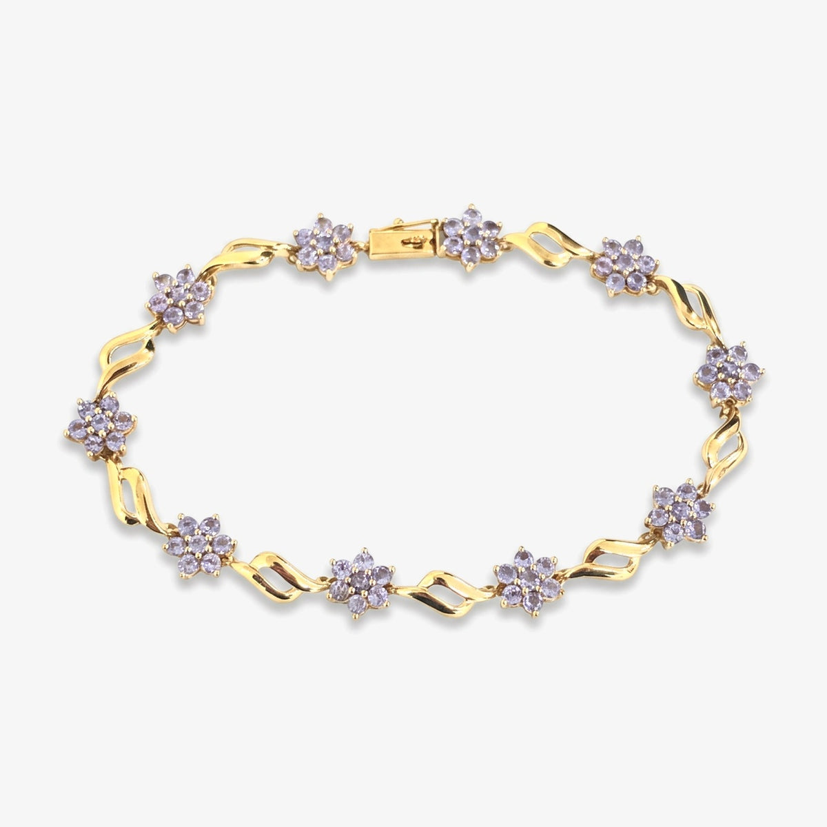 9ct Yellow Gold Tanzanite Flower Bracelet