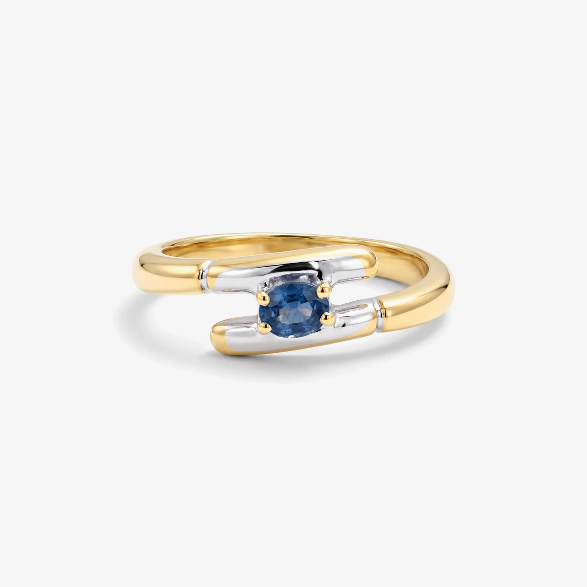 18ct Gold London Blue Topaz Crossover Ring