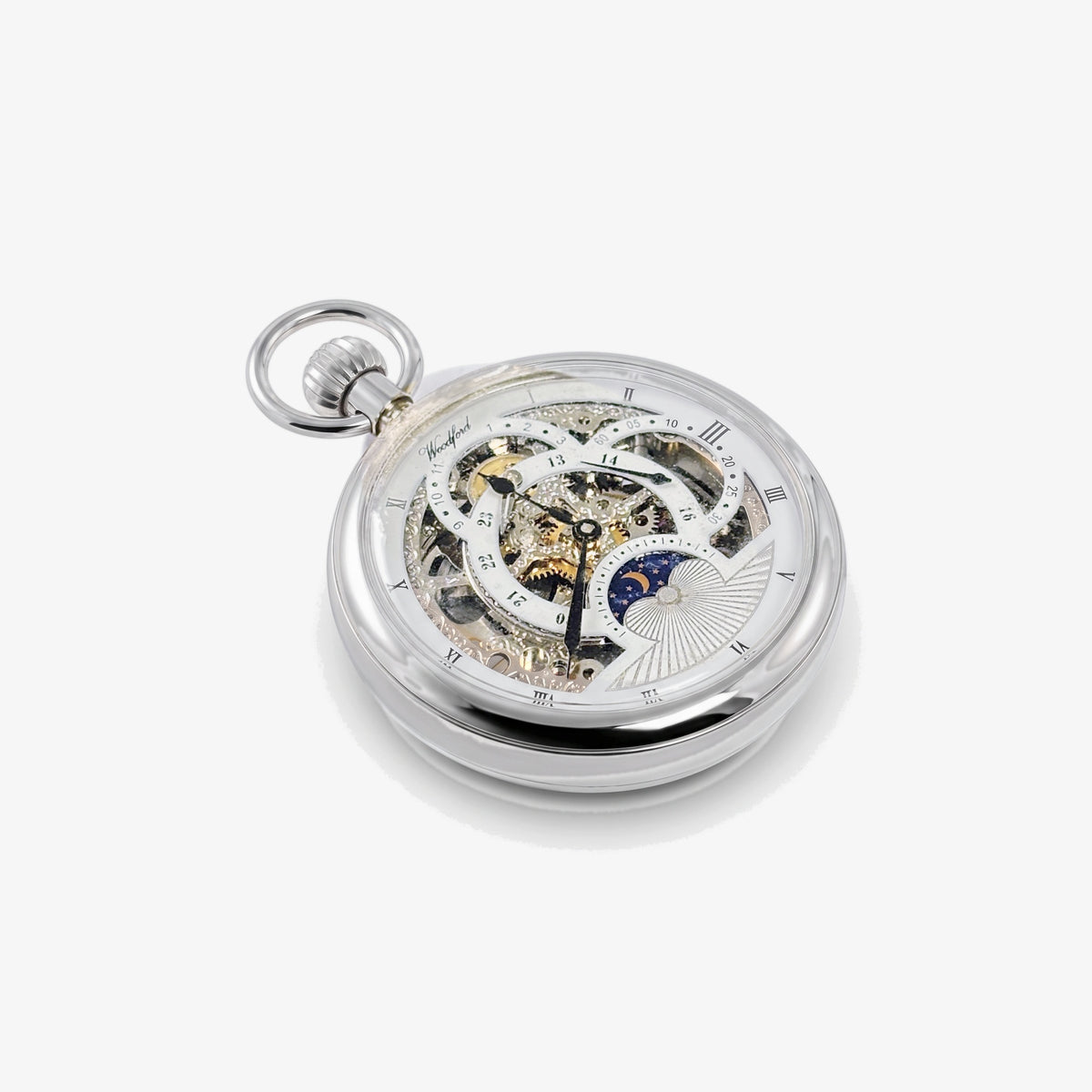 Woodford Skeleton Moonphase Mechanical Pocket Watch