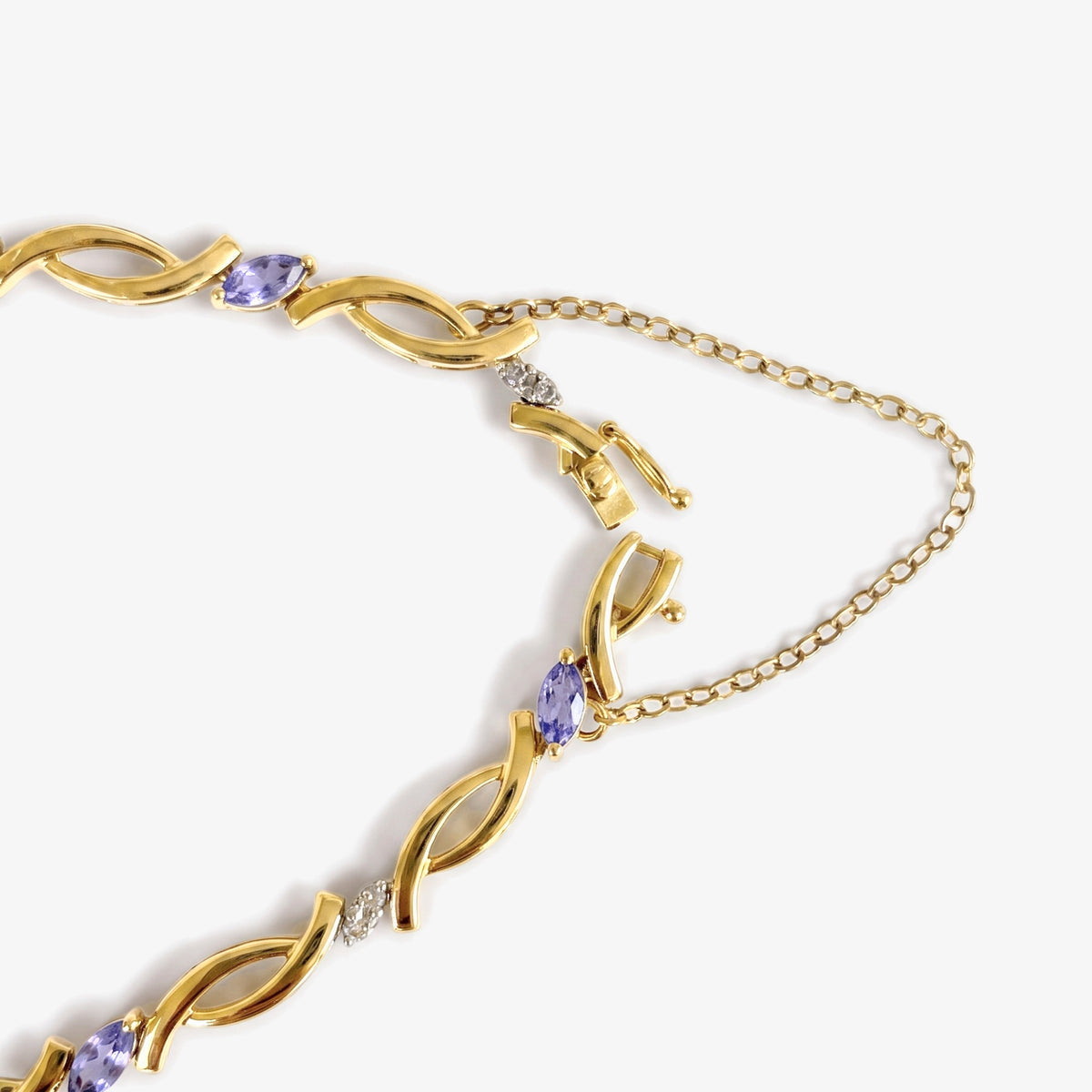 14ct Yellow Gold Tanzanite & Diamond Bracelet
