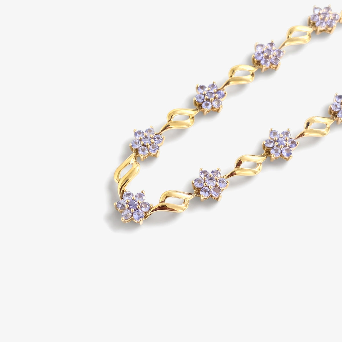 9ct Yellow Gold Tanzanite Flower Bracelet