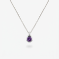 Sterling Silver Amethyst Teardrop Pendant Necklace