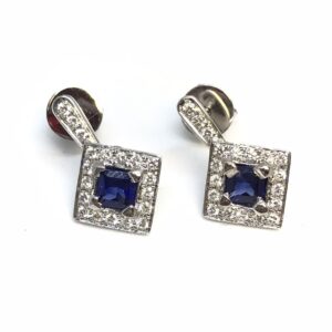 18ct White Gold Sapphire & Diamond Earrings