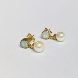 9ct Opal and cultured Pearl earrings