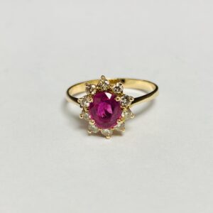 9ct Ruby & Diamond Cluster