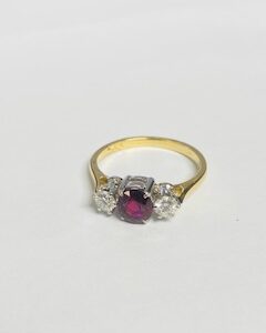 18ct Ruby & Diamond trilogy ring