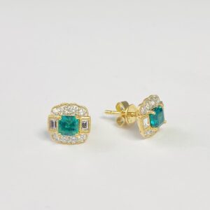 18ct Emerald & Diamond earrings